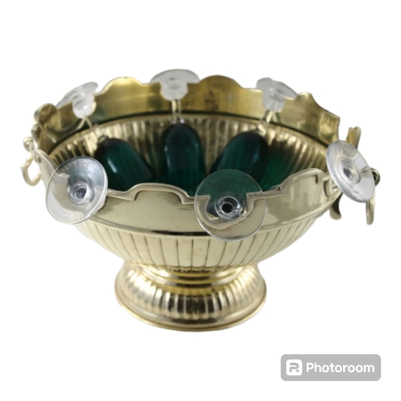 Vintage Mid 20th Century Polished Brass Glass Cooler - Picture 10 of 10